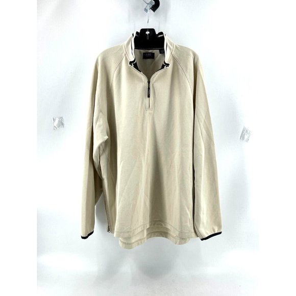 Izod PerformX Men's 1/4 Zip High Collar Knit Golf Sweatshirt Jacket Beige XXL - Picture 2 of 10